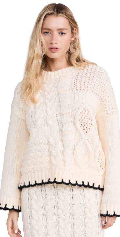 Little Lies Cable Stitch Sweater Cream