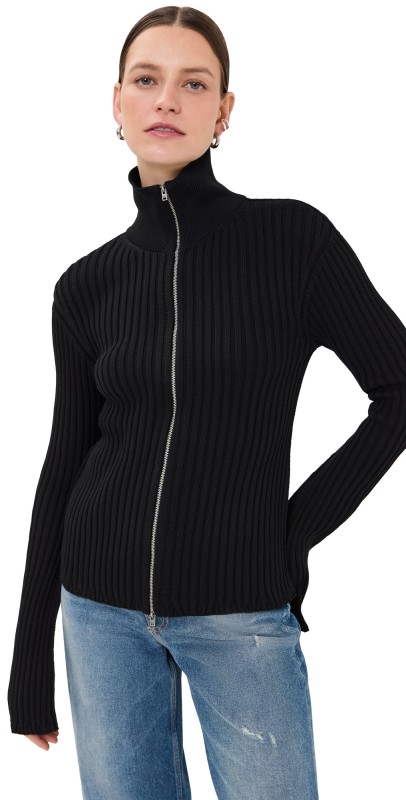 Acne Studios Koton Zip Up Cardigan Black