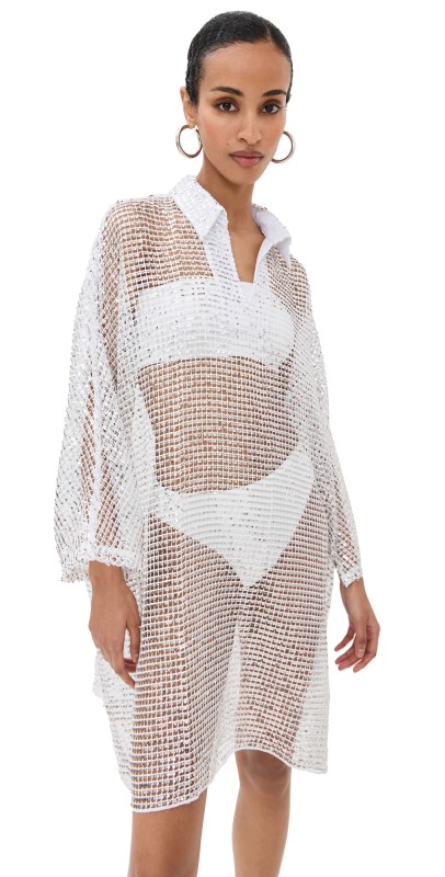 La Vie Style House Sequin Net Mini Everyday Dress Silver