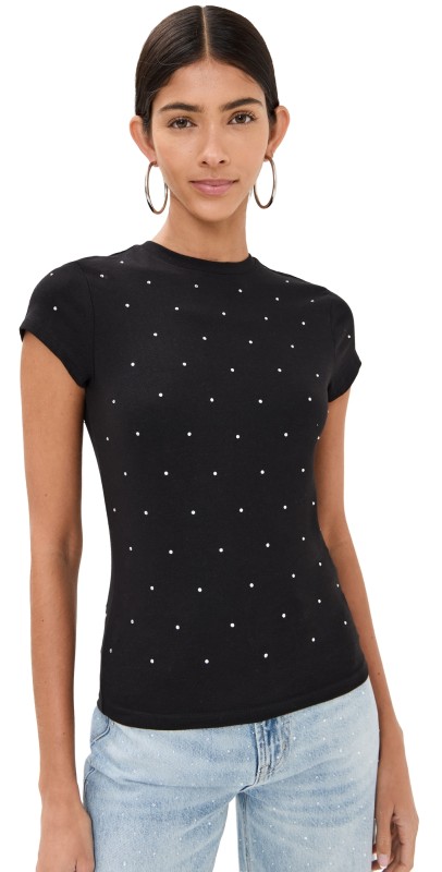Good American Crystal Baby Tee Black001