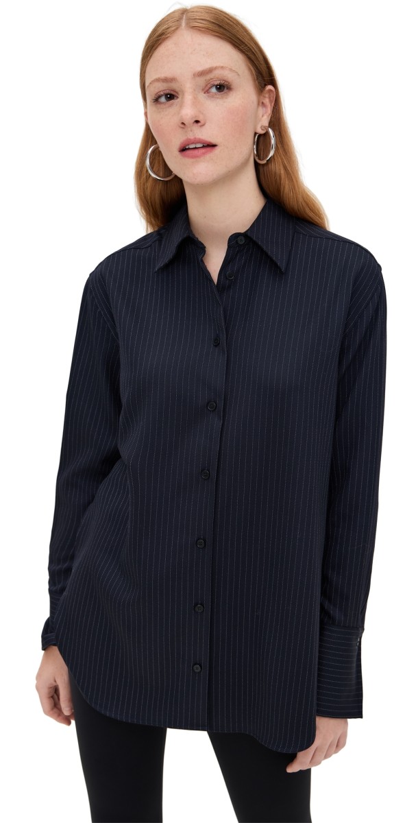 Another Tomorrow Relaxed Shirt Navy/Chalk