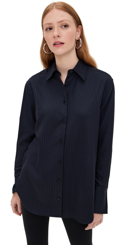 Another Tomorrow Relaxed Shirt Navy/Chalk