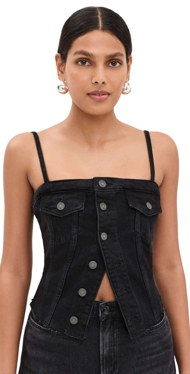 Reformation Coco Denim Bustier Top Vana