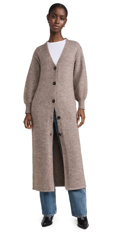 Line & Dot Dune Cardigan Mushroom