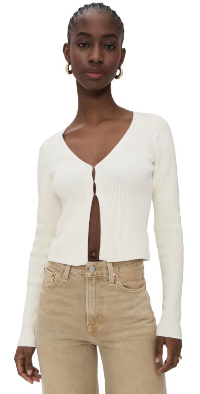 Reformation Kaitlyn Cotton Cardigan Ivory