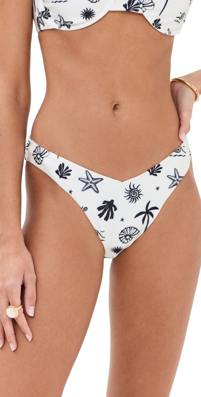 MINKPINK Shell Bikini Bottoms Ivory/Black