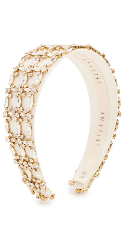 LELET NY Avril Crystal Wide Headband Ivory Crystal