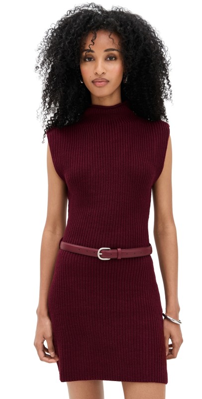 En Saison Nathalia Mini Sweater Dress Burgundy