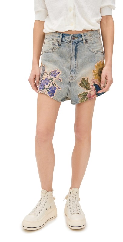 R13 Venti Shorts Applique Ecru Floral