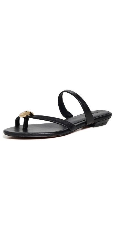 Madewell The Mila Organic Hardware Thong Slide Sandals in Leather True Black