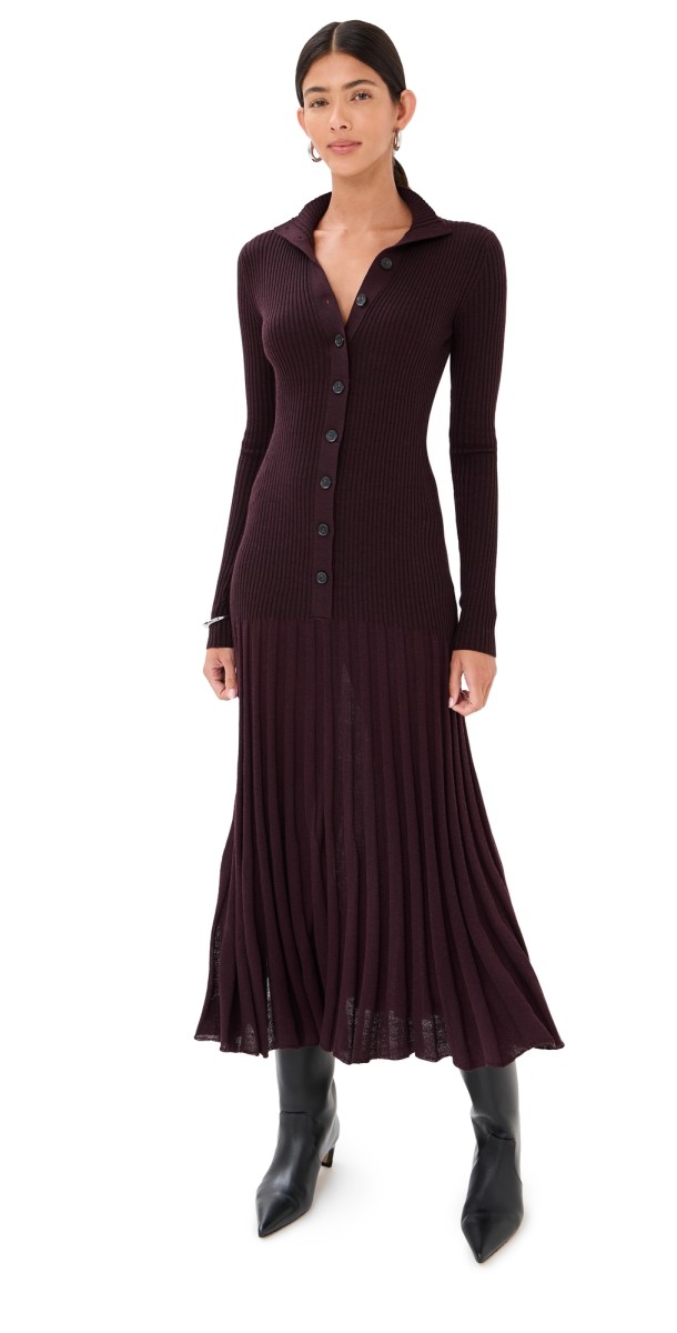 Proenza Schouler Jada Superfine Merino Dress Burgundy