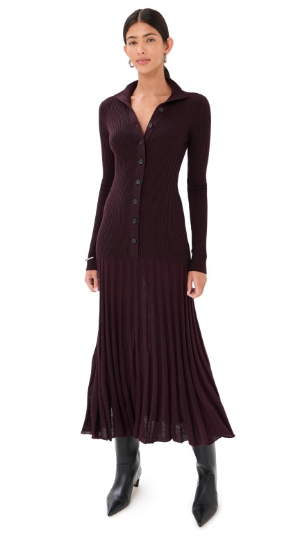 Proenza Schouler Jada Superfine Merino Dress Burgundy
