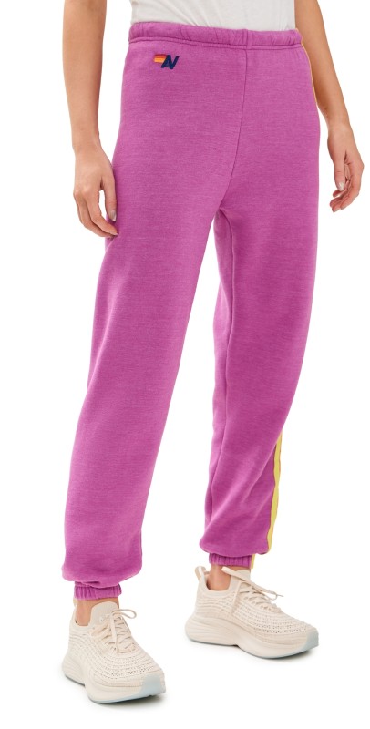Aviator Nation 5 Stripe Sweatpants Magenta/Orange Yellow