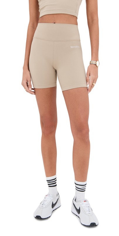 Sporty & Rich Serif Logo Biker Shorts Elephant