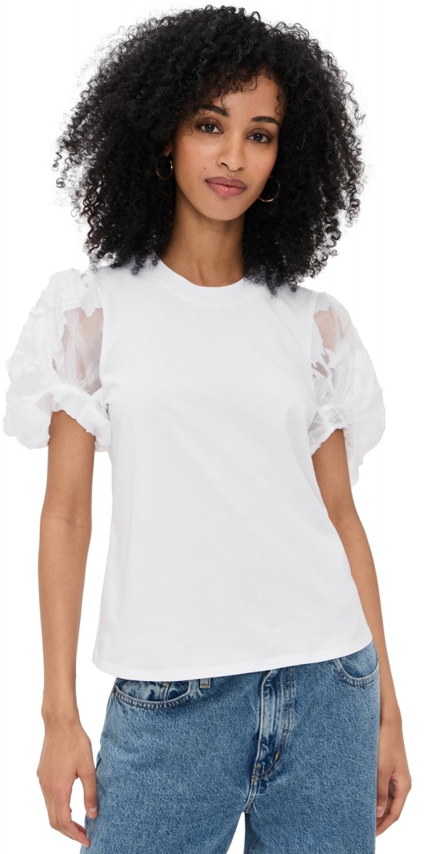 Cinq à Sept Paper Floral Organza Yashi Top White