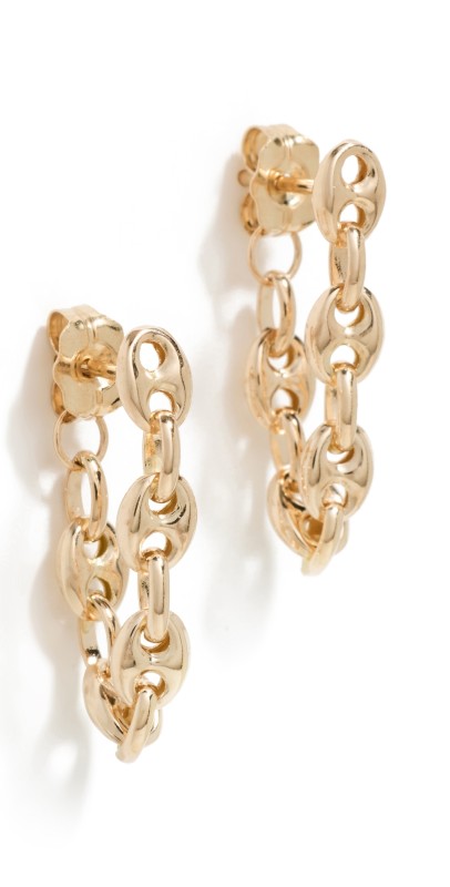Zoe Chicco 14k Gold Mariner Chain To Back Earrings 14k Yellow Gold