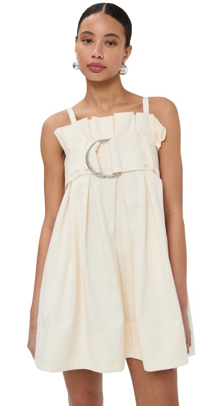 JW Anderson Pleated D Ring Mini Dress Ivory