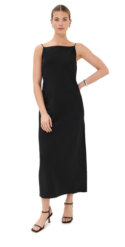 Another Tomorrow Square Neck Slip Dress Black