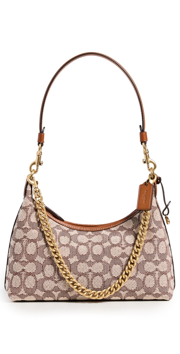 Coach Signature Textile Jacquard Juliet Shoulder Bag B4/Cocoa Burnished Amb