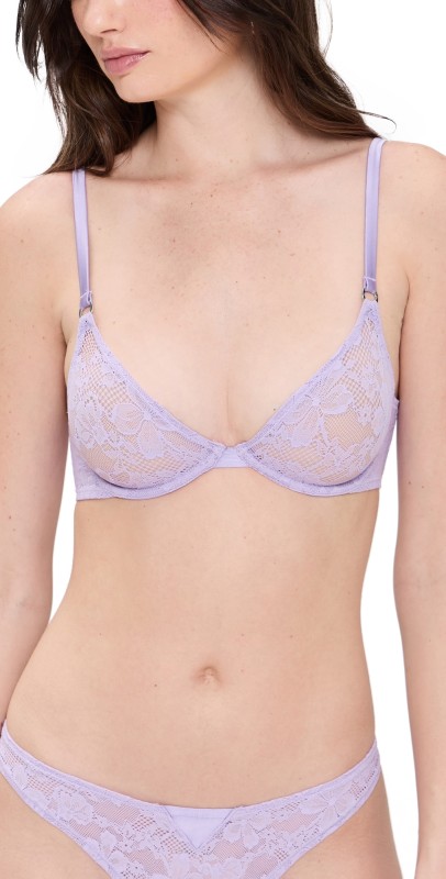 Fleur du Mal Le Stretch Lace Demi Bra Light Lilac