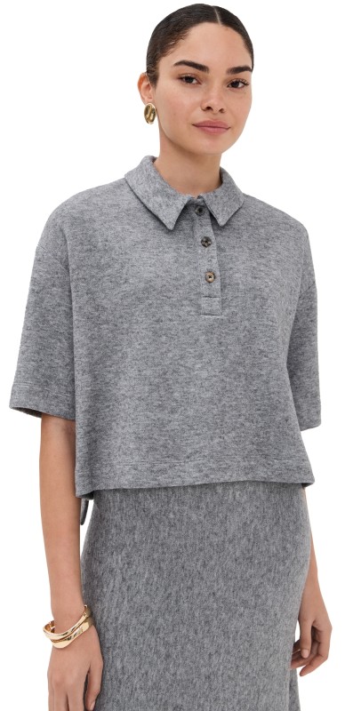 Rosetta Getty Cropped Oversized Polo Grey