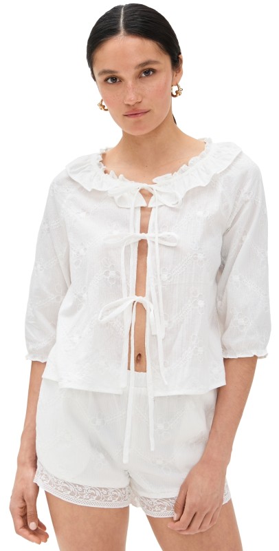 Bailey Rose Embroidered Top White