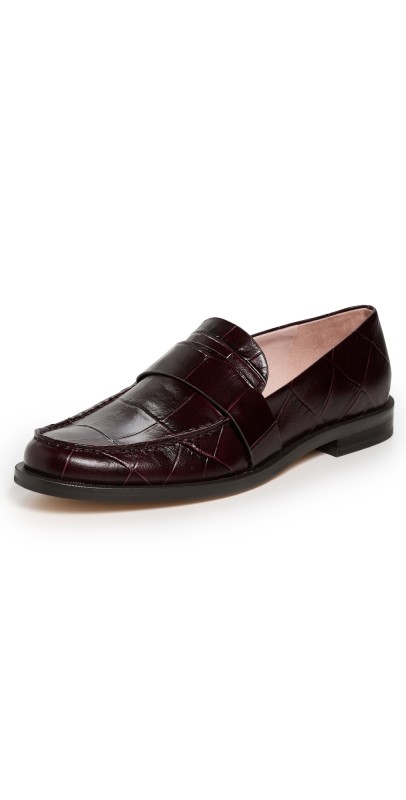 Favorite Daughter Lola Croc Loafers Deep Bordeaux