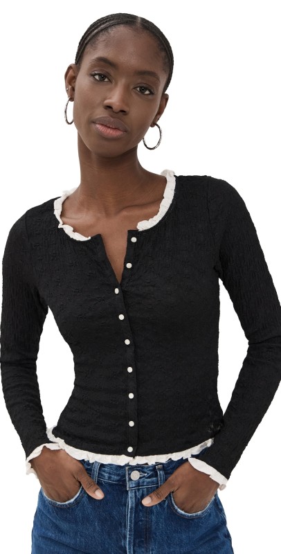 Free People Black Bird Cardi Black Combo