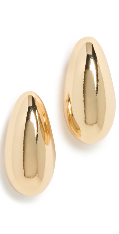 Kenneth Jay Lane Gold Tapered Hoop Pierced Earrings Polished Gold