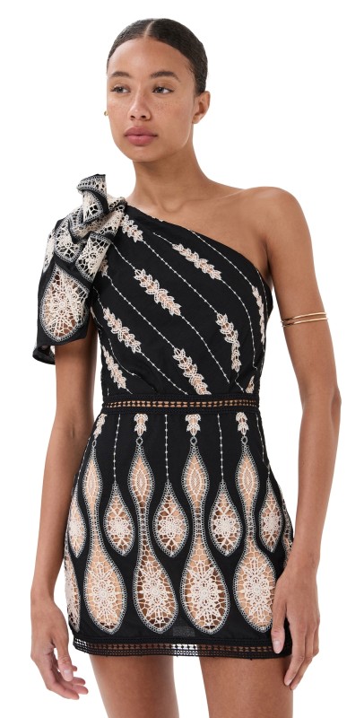 Johanna Ortiz Celestial Matter Mini Dress BLACK / ECRU
