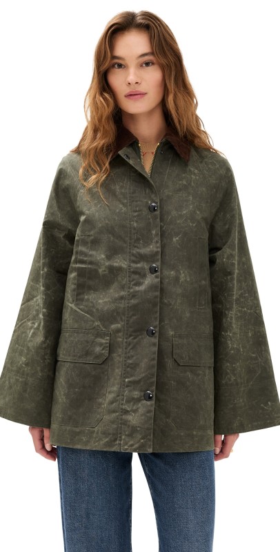 Alex Mill Chiltern Street Jacket In Waxed Cotton Olive