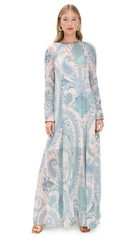 Zimmermann Illuminate Sheath Dress Turquoise Paisley