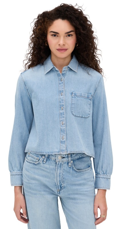 rag & bone Ultra Featherweight Cropped Maxine Shirt Greenport