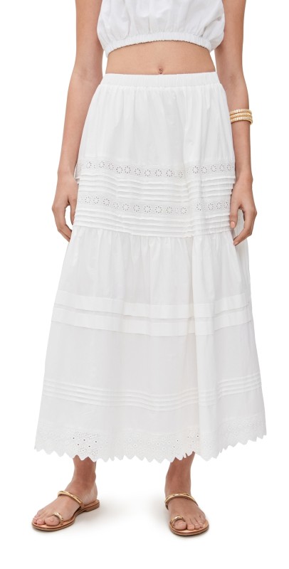 Pixie Market Cotton Eyelet Skirt White