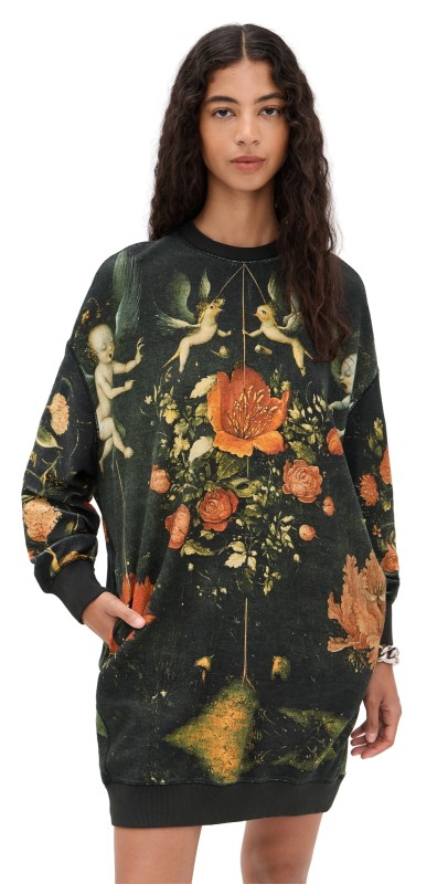 R13 Grunge Sweatshirt Dress Multicolor Black