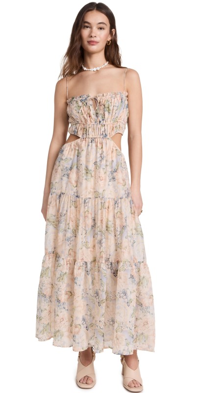 ASTR the Label Odina Dress Blue Peach Floral