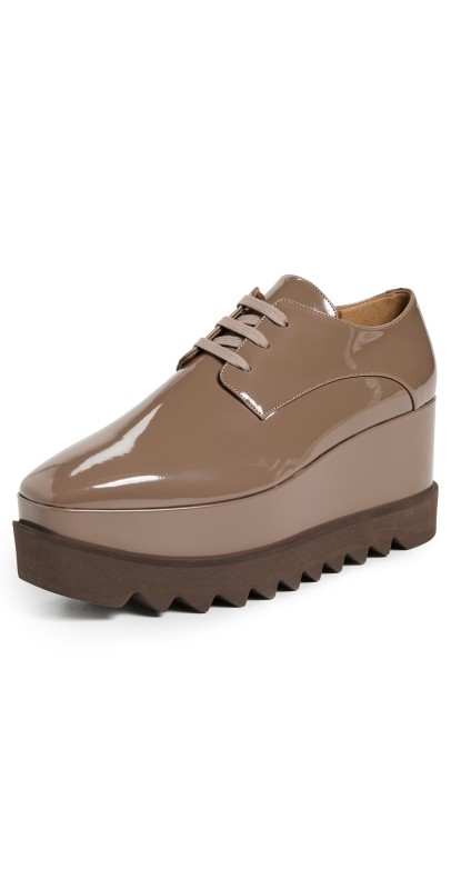 Stella McCartney Elyse Patent Alter Mat Platforms Caffelatte