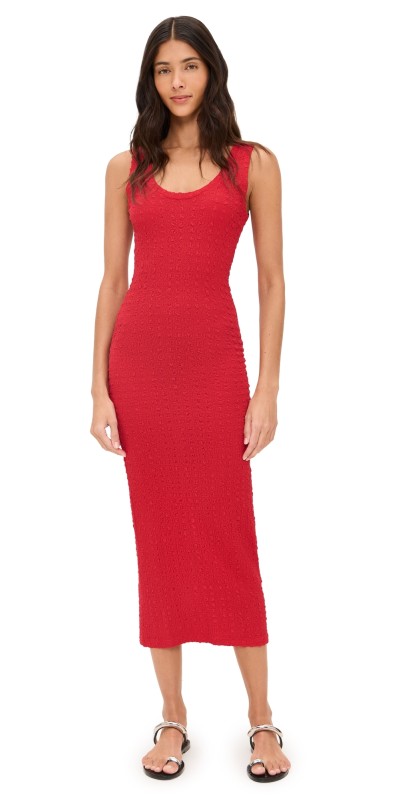 Enza Costa Puckered Tank Dress Red