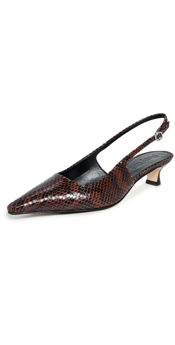 AEYDE Catrina Snake Print Calf Leather Moka Heels Moka