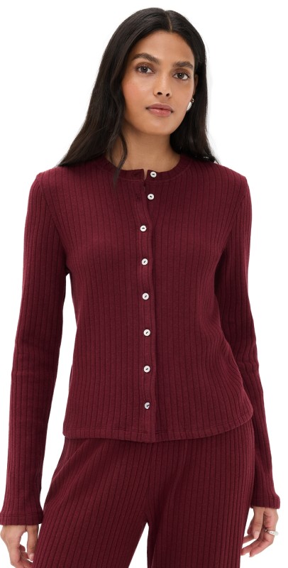 DONNI. The Sweater Rib Cardi Oxblood