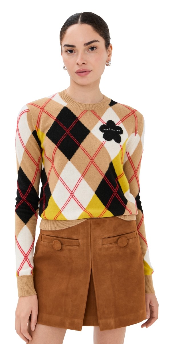Marc Jacobs Preppy Daisy Argyle Crewneck Joy Yellow Multi