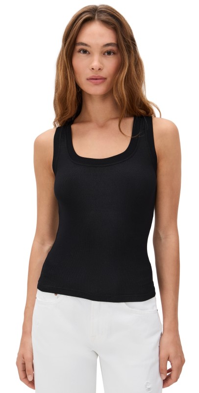 Stateside Fine 2x1 Rib Scoop Tank White