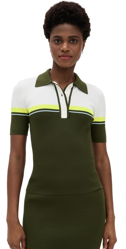 ESSENTIEL ANTWERP Haustral Ribbed Polo Combo2 Kombu Green