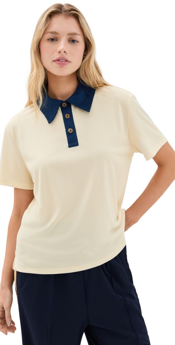 Byrdie Golf Social Wear Camp Polo Cream/Navy