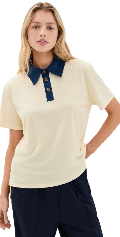 Byrdie Golf Social Wear Camp Polo Cream/Navy