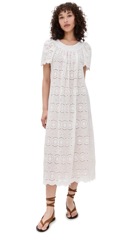 Natalie Martin Collection Sienna Dress Medallian Embroidery Salt