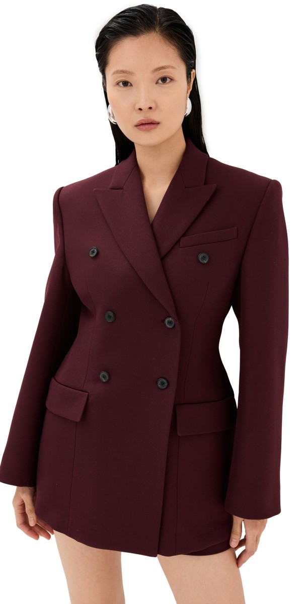 WARDROBE. NYC Double Breasted Contour Blazer Oxblood