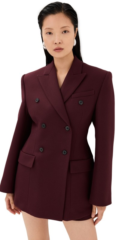 WARDROBE. NYC Double Breasted Contour Blazer Oxblood