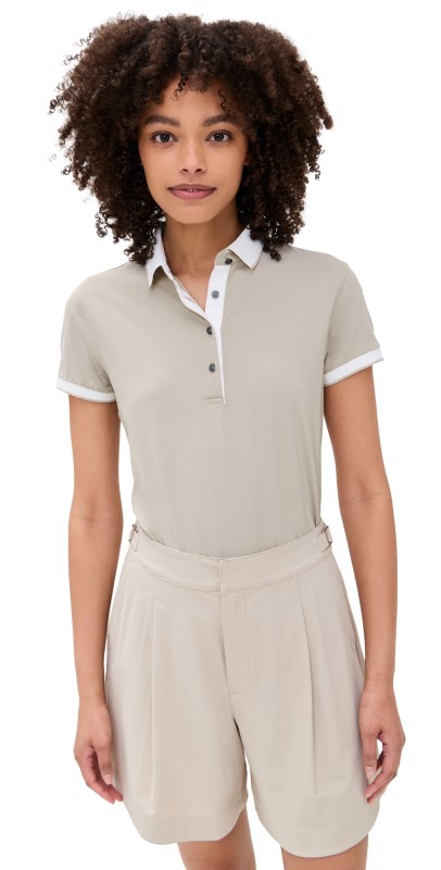 Greyson Scarlett Polo with Crowley Collar Sand