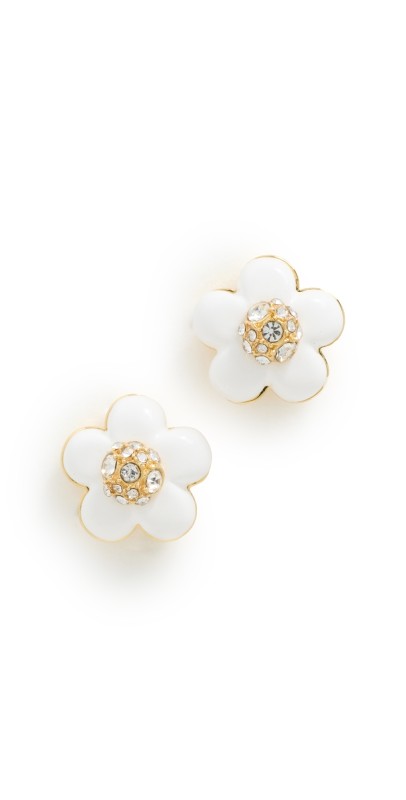 Marc Jacobs Wild Daisy Stud Earrings Gold/Whit